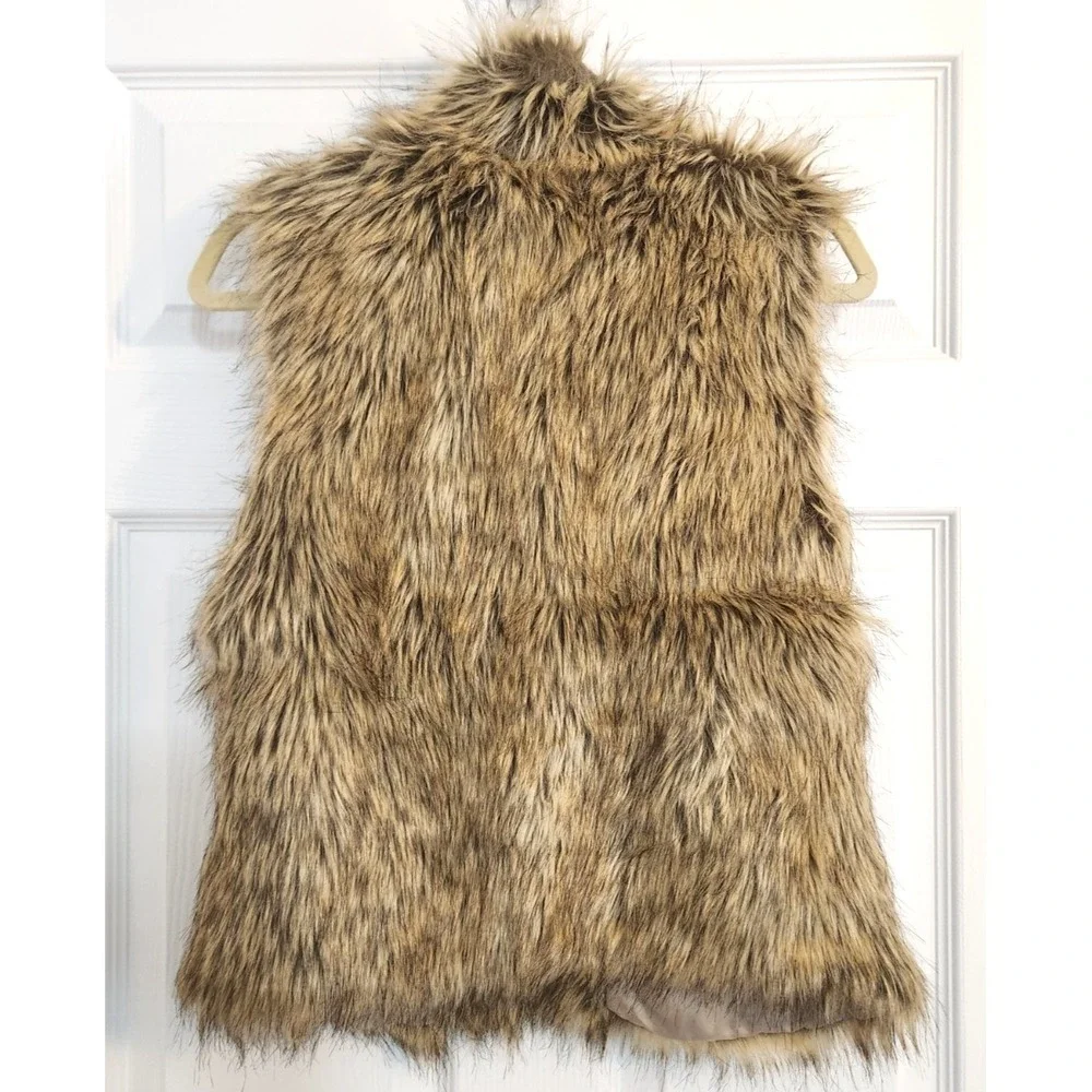 Ci Sono by Cavalini Faux Fur Vest Lined Sz Small Sleeveless BOHO Hippie